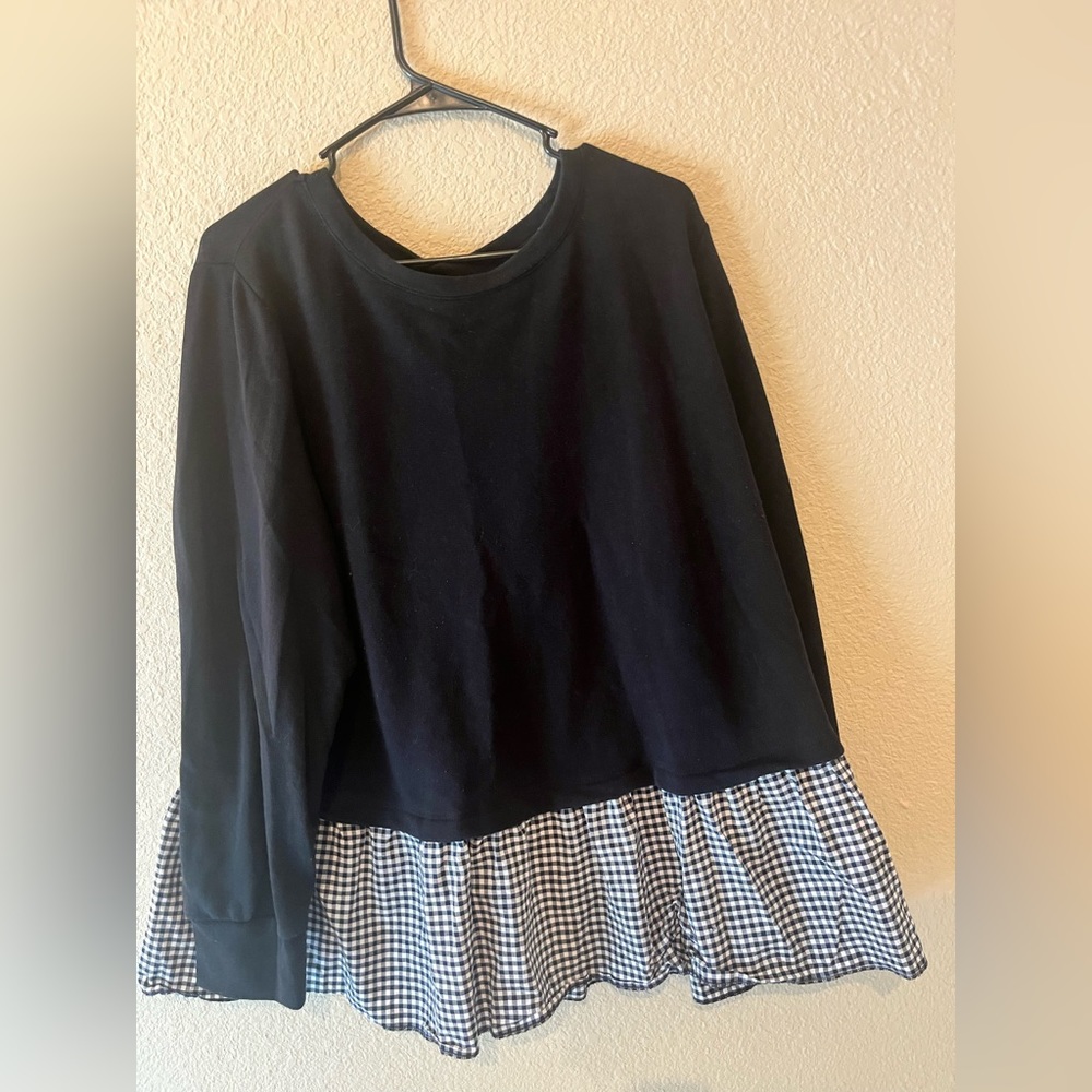 Ava and Viv sweater with black plaid bottom Size 2X